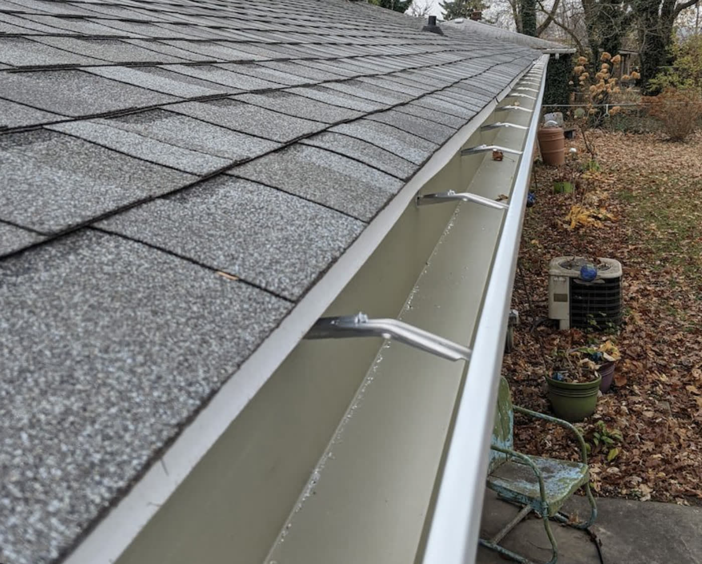 New seamless gutter run hung along the eave